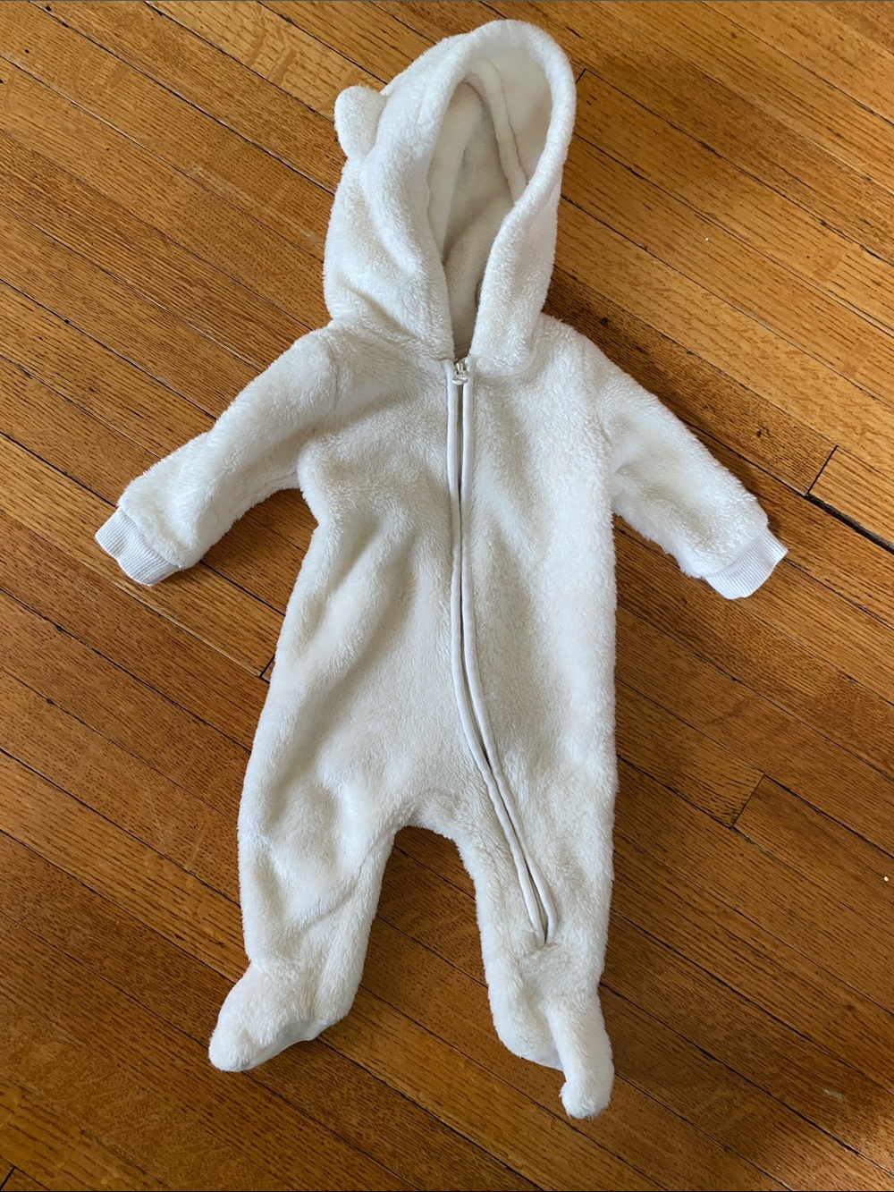 Gymboree Cream Plush Hooded Footed One-Piece